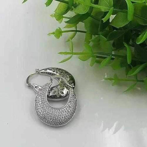 Poetic Pave Hoops Reversible Silver Earrings-JewelryKorner-com