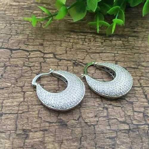 Poetic Pave Hoops Reversible Silver Earrings-JewelryKorner-com