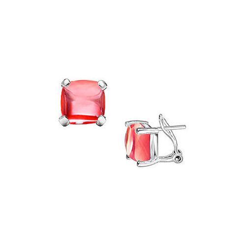 Red Chalcedony Earrings : 14K White Gold - 10.00 CT TGW-JewelryKorner-com
