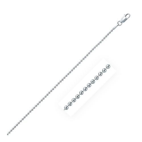 Rhodium Plated 1.8mm Sterling Silver Bead Style Chain, size 24''-JewelryKorner-com
