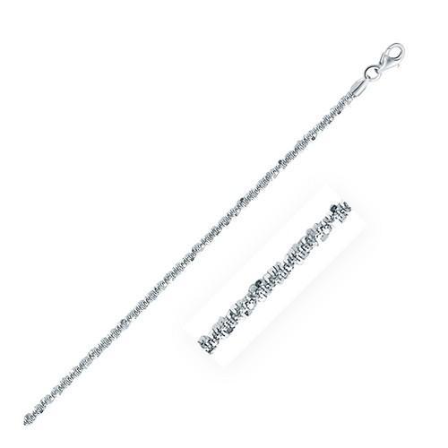 Rhodium Plated 2.2mm Sterling Silver Sparkle Style Chain, size 16''-JewelryKorner-com