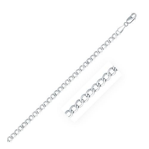 Rhodium Plated 3.7mm Sterling Silver Curb Style Chain, size 24''-JewelryKorner-com