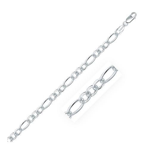 Rhodium Plated 5.5mm Sterling Silver Figaro Style Chain, size 18''-JewelryKorner-com