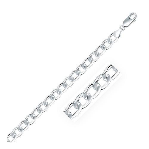 Rhodium Plated 7.2mm Sterling Silver Curb Style Chain, size 24''-JewelryKorner-com