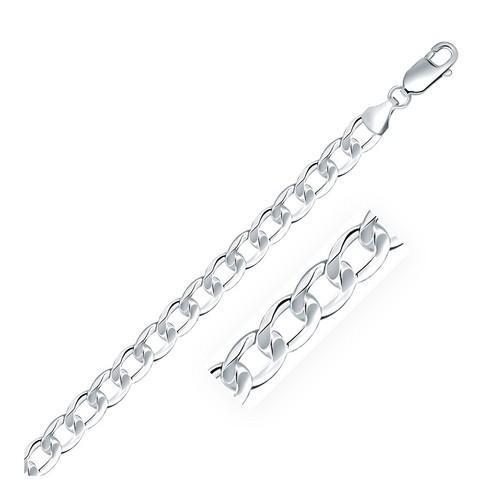 Rhodium Plated 7.9mm Sterling Silver Curb Style Chain, size 20''-JewelryKorner-com