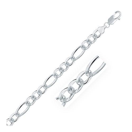 Rhodium Plated 8.1mm Sterling Silver Figaro Style Chain, size 20''-JewelryKorner-com