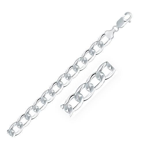 Rhodium Plated 8.4mm Sterling Silver Curb Style Chain, size 24''-JewelryKorner-com