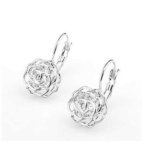 ROSE IS A ROSE 18kt Rose Crystal Earrings In White Yellow And Rose Gold Plating-JewelryKorner-com