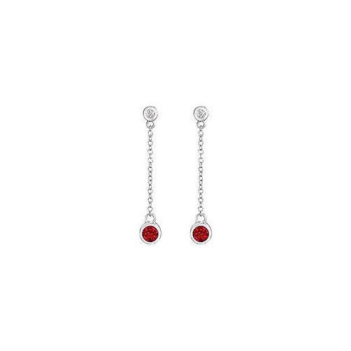 Ruby and Diamond Earrings : 14K White Gold - 0.60 CT TGW-JewelryKorner-com