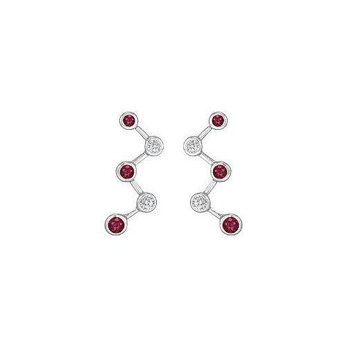 Ruby and Diamond Earrings : 14K White Gold - 1.00 CT TGW-JewelryKorner-com