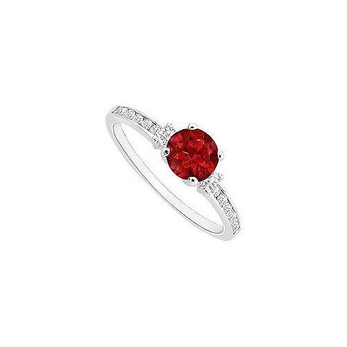 Ruby and Diamond Engagement Ring : 14K White Gold - 0.50 CT TGW-JewelryKorner-com