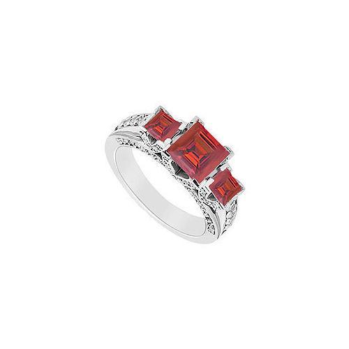 Ruby and Diamond Engagement Ring : 14K White Gold - 2.75 CT TGW-JewelryKorner-com