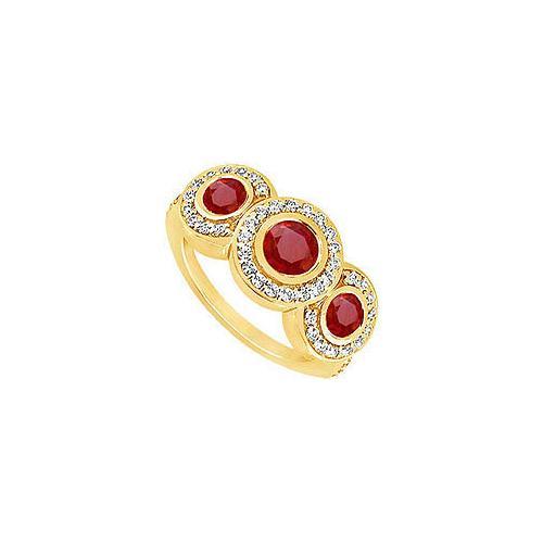 Ruby and Diamond Engagement Ring : 14K Yellow Gold - 0.66 CT TGW-JewelryKorner-com