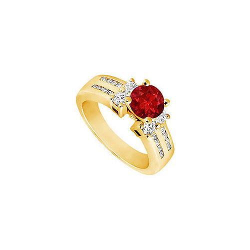 Ruby and Diamond Engagement Ring : 14K Yellow Gold - 1.75 CT TGW-JewelryKorner-com