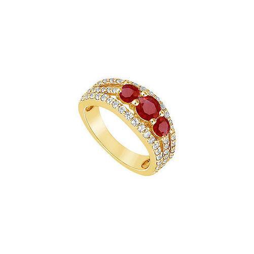 Ruby and Diamond Engagement Ring : 14K Yellow Gold - 2.25 CT TGW-JewelryKorner-com