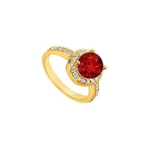 Ruby and Diamond Engagement Ring : 14K Yellow Gold - 2.50 CT TGW-JewelryKorner-com