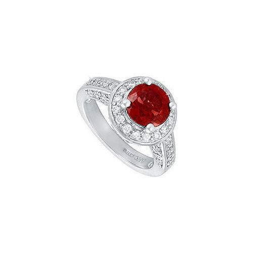 Ruby and Diamond Engagement Ring : Platinum - 4.00 CT TGW-JewelryKorner-com