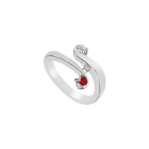 Ruby and Diamond Ring : 14K White Gold - 0.20 CT TGW-JewelryKorner-com