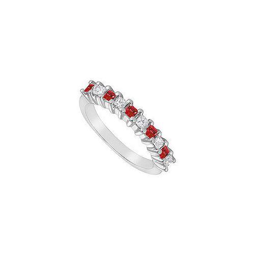 Ruby and Diamond Ring : 14K White Gold - 0.50 CT TGW-JewelryKorner-com