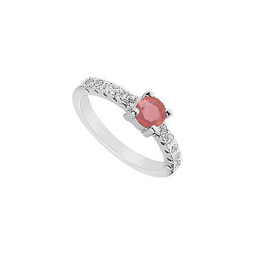 Ruby and Diamond Ring : 14K White Gold - 0.75 CT TGW-JewelryKorner-com