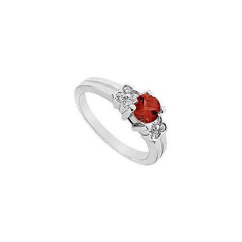 Ruby and Diamond Ring : 14K White Gold - 0.75 CT TGW-JewelryKorner-com