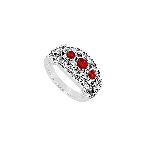 Ruby and Diamond Ring : 14K White Gold - 1.00 CT TGW-JewelryKorner-com