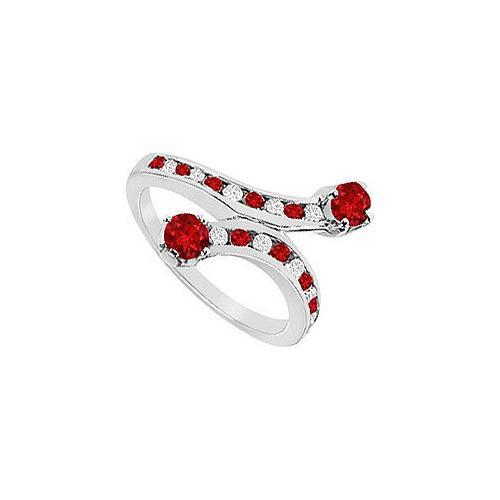 Ruby and Diamond Ring : 14K White Gold - 1.00 CT TGW-JewelryKorner-com