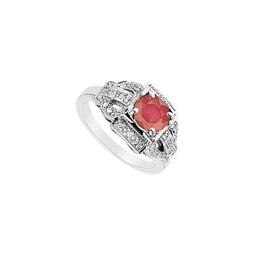 Ruby and Diamond Ring : 14K White Gold - 1.25 CT TGW-JewelryKorner-com
