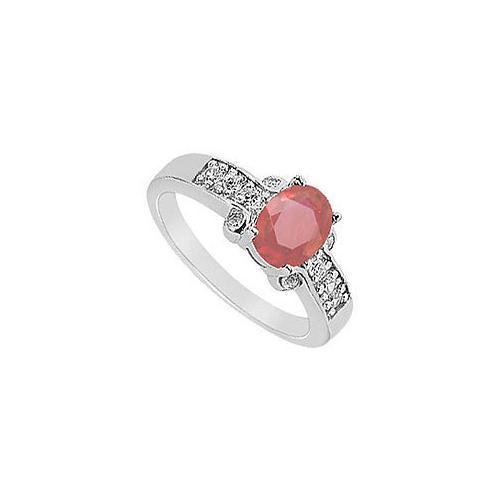 Ruby and Diamond Ring : 14K White Gold - 1.75 CT TGW-JewelryKorner-com