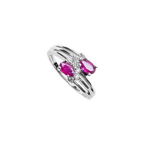 Ruby and Diamond Ring : 14K White Gold - 2.00 CT TGW-JewelryKorner-com