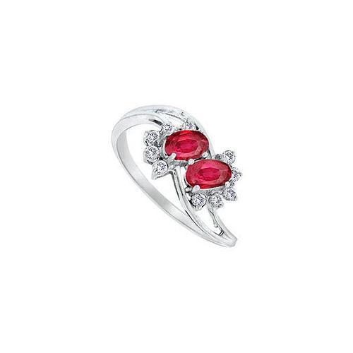 Ruby and Diamond Ring : 14K White Gold - 2.00 CT TGW-JewelryKorner-com