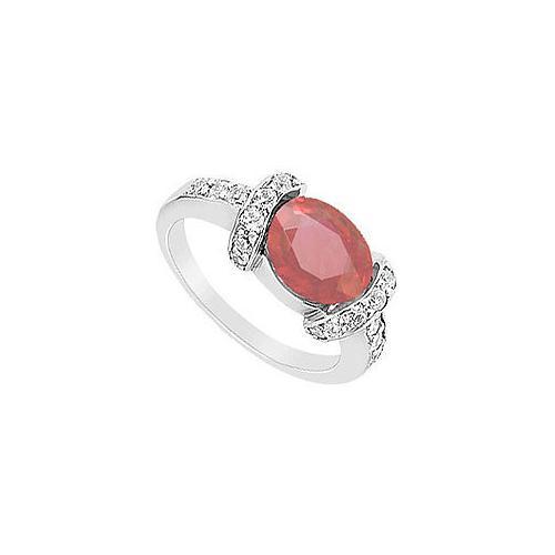 Ruby and Diamond Ring : 14K White Gold - 3.50 CT TGW-JewelryKorner-com