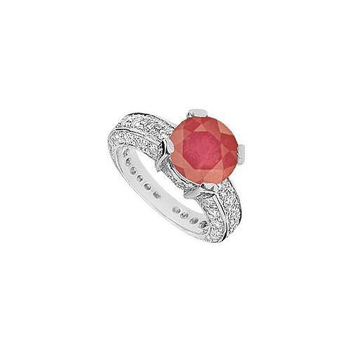 Ruby and Diamond Ring : 14K White Gold - 5..00 CT TGW-JewelryKorner-com
