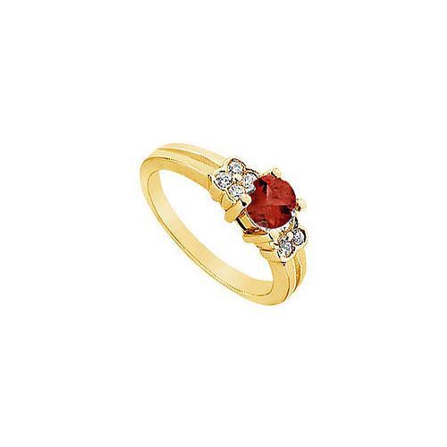 Ruby and Diamond Ring : 14K Yellow Gold - 0.75 CT TGW-JewelryKorner-com
