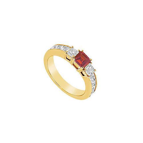 Ruby and Diamond Ring : 14K Yellow Gold - 1.00 CT TGW-JewelryKorner-com