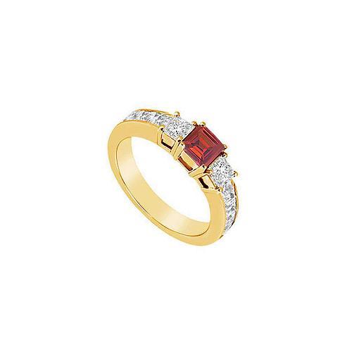 Ruby and Diamond Ring : 14K Yellow Gold - 1.25 CT TGW-JewelryKorner-com