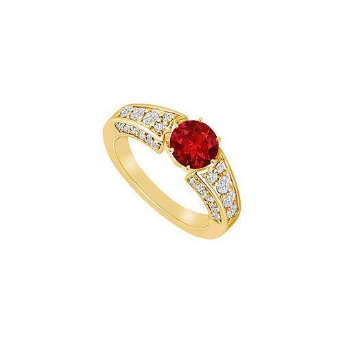 Ruby and Diamond Ring : 14K Yellow Gold - 2.00 CT TGW-JewelryKorner-com