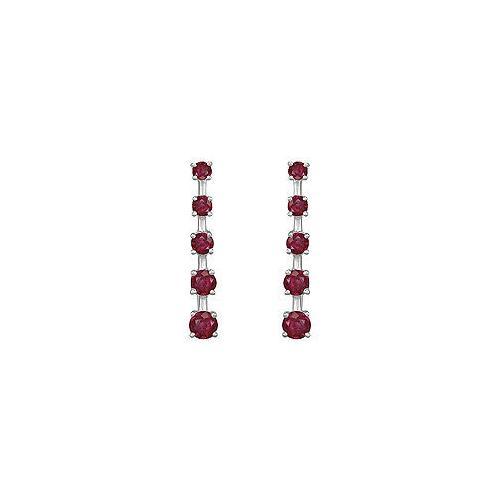 Ruby Journey Earrings : 14K White Gold - 2.00 CT TGW-JewelryKorner-com