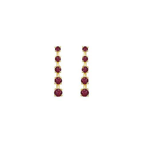 Ruby Journey Earrings : 14K Yellow Gold - 2.00 CT TGW-JewelryKorner-com