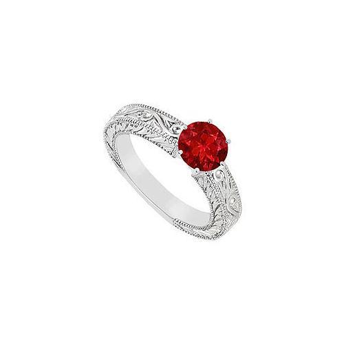 Ruby Ring : 14K White Gold - 0.50 CT TGW-JewelryKorner-com