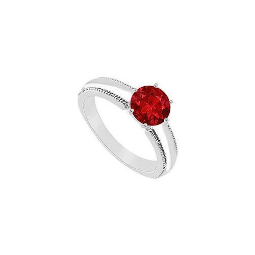 Ruby Ring : 14K White Gold - 1.00 CT TGW-JewelryKorner-com