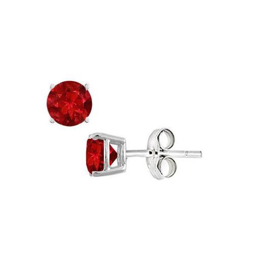 Ruby Stud Earrings in Sterling Silver 2.00 CT TGW-JewelryKorner-com