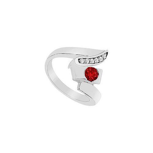 Ruby Zig-Zag Ring : 14K White Gold - 0.33 CT TGW-JewelryKorner-com