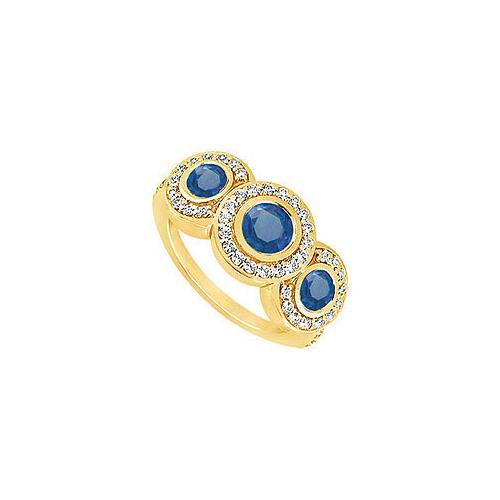 Sapphire and Diamond Engagement Ring : 14K Yellow Gold - 0.66 CT TGW-JewelryKorner-com