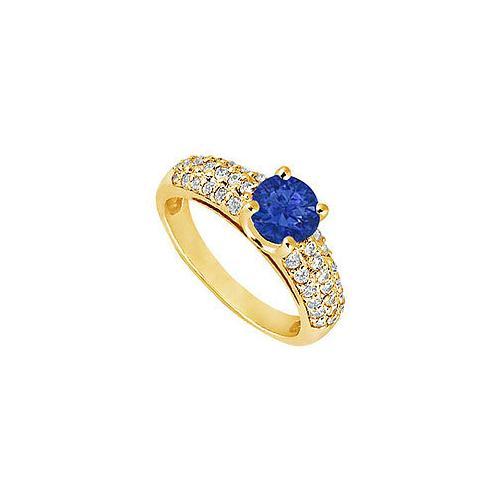 Sapphire and Diamond Engagement Ring : 14K Yellow Gold - 1.50 TGW-JewelryKorner-com
