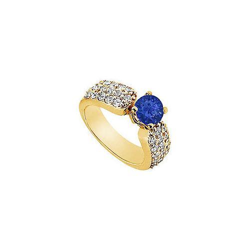 Sapphire and Diamond Engagement Ring : 14K Yellow Gold - 2.00 CT TGW-JewelryKorner-com