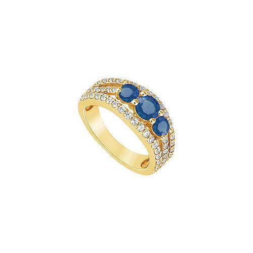 Sapphire and Diamond Engagement Ring : 14K Yellow Gold - 2.25 CT TGW-JewelryKorner-com