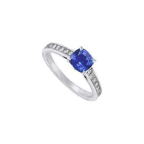 Sapphire and Diamond Engagement Ring in 14K White Gold 1.25 CT TGW-JewelryKorner-com