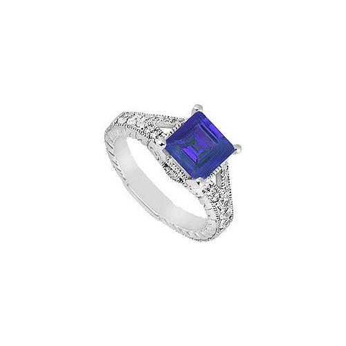 Sapphire and Diamond Engagement Ring in 14K White Gold 1.25 CT TGW-JewelryKorner-com