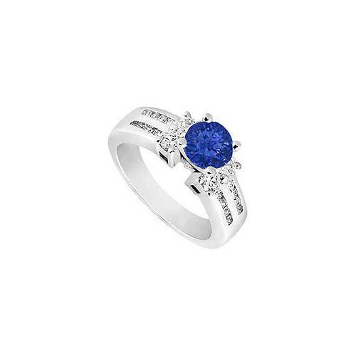 Sapphire and Diamond Engagement Ring in 14K White Gold 1.75 CT TGW-JewelryKorner-com